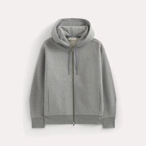 Everlane Men's Luxe Fleece Full-Zip Hoodie in Vintage Heather Grey, Size Large